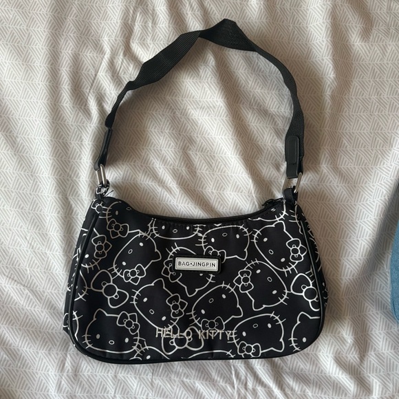 Hello Kitty Handbags - Hello Kitty Black and White Nylon Shoulder Bag